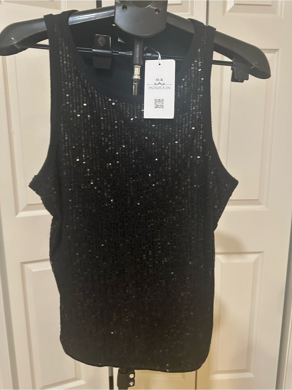 Women's Black Sequin Tank Top